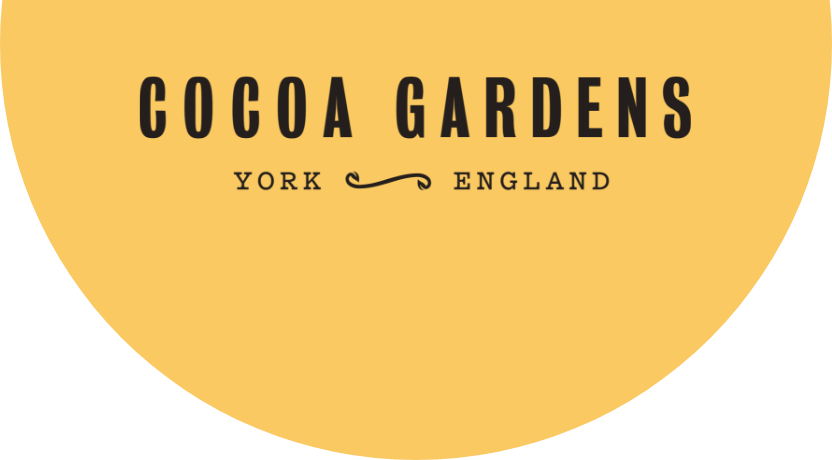 The Cocoa Gardens, York - England, Est. 1890 logo black